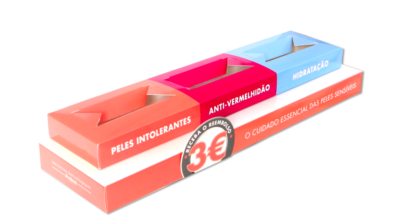 EXPOSITOR BALCÃO TIPO BLOCO PARA 3 PRODUTOS - AVÈNE